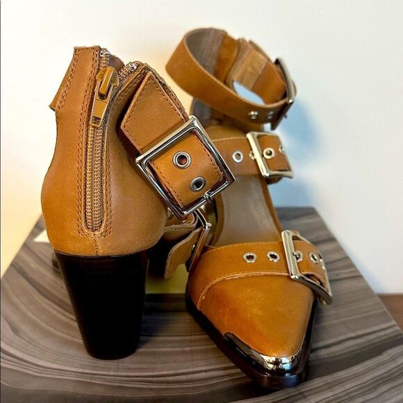 Jeffrey Campbell Hendrix Heels Brown Leather Boot Sandal US 9 - Picture 3 of 8